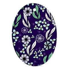 Floral Blue Pattern  Ornament (oval) by MintanArt