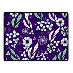 Floral Blue Pattern  Fleece Blanket (small) by MintanArt