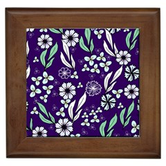 Floral Blue Pattern  Framed Tile by MintanArt