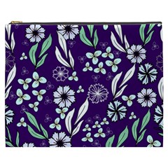 Floral Blue Pattern  Cosmetic Bag (xxxl) by MintanArt