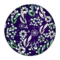 Floral Blue Pattern  Ornament (round Filigree)