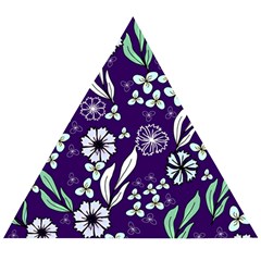 Floral Blue Pattern  Wooden Puzzle Triangle