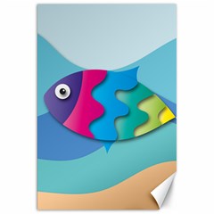 Illustrations Fish Sea Summer Colorful Rainbow Canvas 20  X 30  by HermanTelo