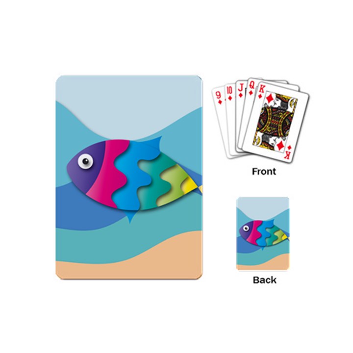 Illustrations Fish Sea Summer Colorful Rainbow Playing Cards Single Design (Mini)