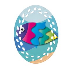 Illustrations Fish Sea Summer Colorful Rainbow Ornament (oval Filigree) by HermanTelo