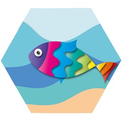 Illustrations Fish Sea Summer Colorful Rainbow Wooden Puzzle Hexagon