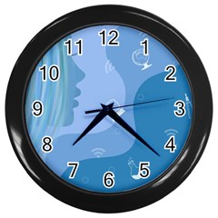 Online Woman Beauty Blue Wall Clock (black)