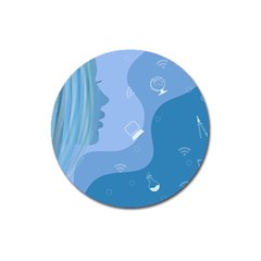 Online Woman Beauty Blue Magnet 3  (round) by Mariart