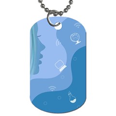 Online Woman Beauty Blue Dog Tag (one Side) by Mariart