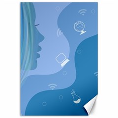 Online Woman Beauty Blue Canvas 12  X 18  by Mariart