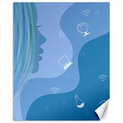 Online Woman Beauty Blue Canvas 11  X 14  by Mariart