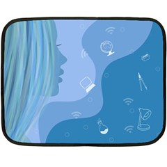 Online Woman Beauty Blue Double Sided Fleece Blanket (mini)  by Mariart