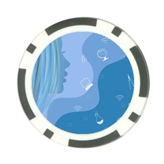 Online Woman Beauty Blue Poker Chip Card Guard (10 Pack)