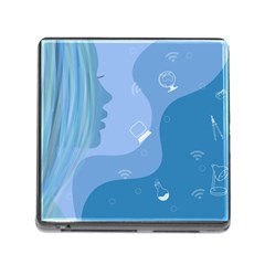 Online Woman Beauty Blue Memory Card Reader (square 5 Slot) by Mariart