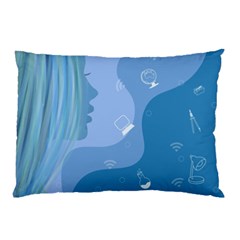 Online Woman Beauty Blue Pillow Case (two Sides)