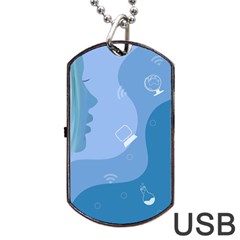 Online Woman Beauty Blue Dog Tag Usb Flash (two Sides) by Mariart