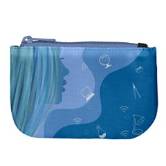 Online Woman Beauty Blue Large Coin Purse