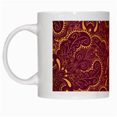 Golden Red Pattern White Mugs