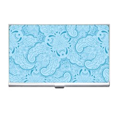 Blue Lines Pattern Business Card Holder by designsbymallika