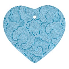 Blue Lines Pattern Heart Ornament (two Sides)