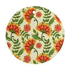 Orange Flowers Ornament (Round)