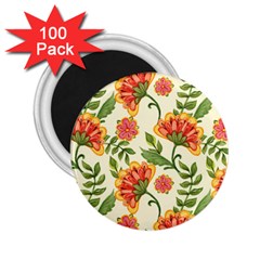 Orange Flowers 2 25  Magnets (100 Pack)  by designsbymallika