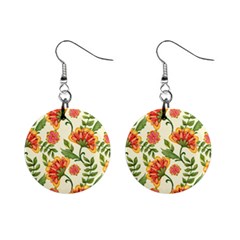 Orange Flowers Mini Button Earrings