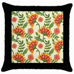 Orange Flowers Throw Pillow Case (Black) Front