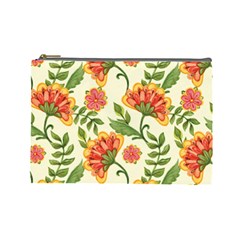 Orange Flowers Cosmetic Bag (Large)