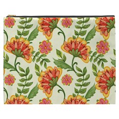 Orange Flowers Cosmetic Bag (XXXL)