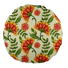 Orange Flowers Large 18  Premium Round Cushions by designsbymallika