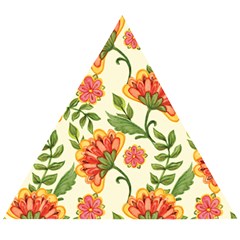 Orange Flowers Wooden Puzzle Triangle