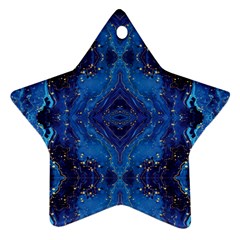 Blue Golden Marble Print Star Ornament (two Sides) by designsbymallika