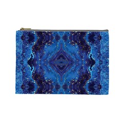 Blue Golden Marble Print Cosmetic Bag (large)