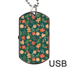 Christmas Pattern 3 Dog Tag Usb Flash (one Side) by designsbymallika