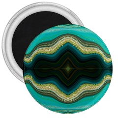 Green Golden Marble Print 3  Magnets by designsbymallika