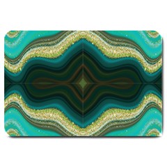 Green Golden Marble Print Large Doormat  by designsbymallika