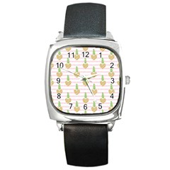Heart Pineapple Square Metal Watch by designsbymallika