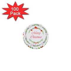 Merry Christmas 1  Mini Buttons (100 Pack)  by designsbymallika