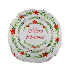 Merry Christmas Standard 15  Premium Flano Round Cushions by designsbymallika