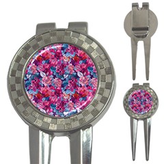 Pink Blue Flowers 3-in-1 Golf Divots by designsbymallika