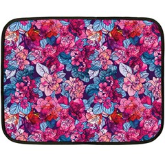 Pink Blue Flowers Double Sided Fleece Blanket (mini)  by designsbymallika