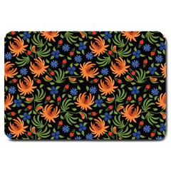 Orange Flowers Pattern Large Doormat  by designsbymallika