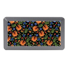 Orange Flowers Pattern Memory Card Reader (mini) by designsbymallika