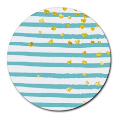 Cute Golden Hearts Round Mousepads