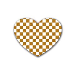Checkerboard Gold Rubber Coaster (heart) 