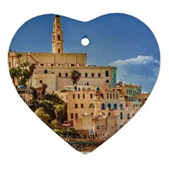 Old Jaffa Cityscape, Israel Ornament (heart) by dflcprintsclothing