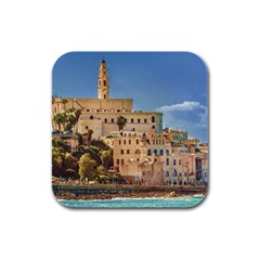 Old Jaffa Cityscape, Israel Rubber Square Coaster (4 Pack)  by dflcprintsclothing