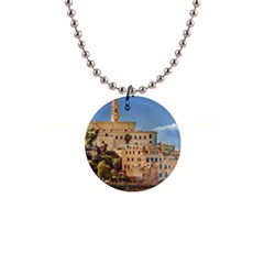 Old Jaffa Cityscape, Israel 1  Button Necklace by dflcprintsclothing