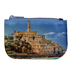 Old Jaffa Cityscape, Israel Large Coin Purse by dflcprintsclothing